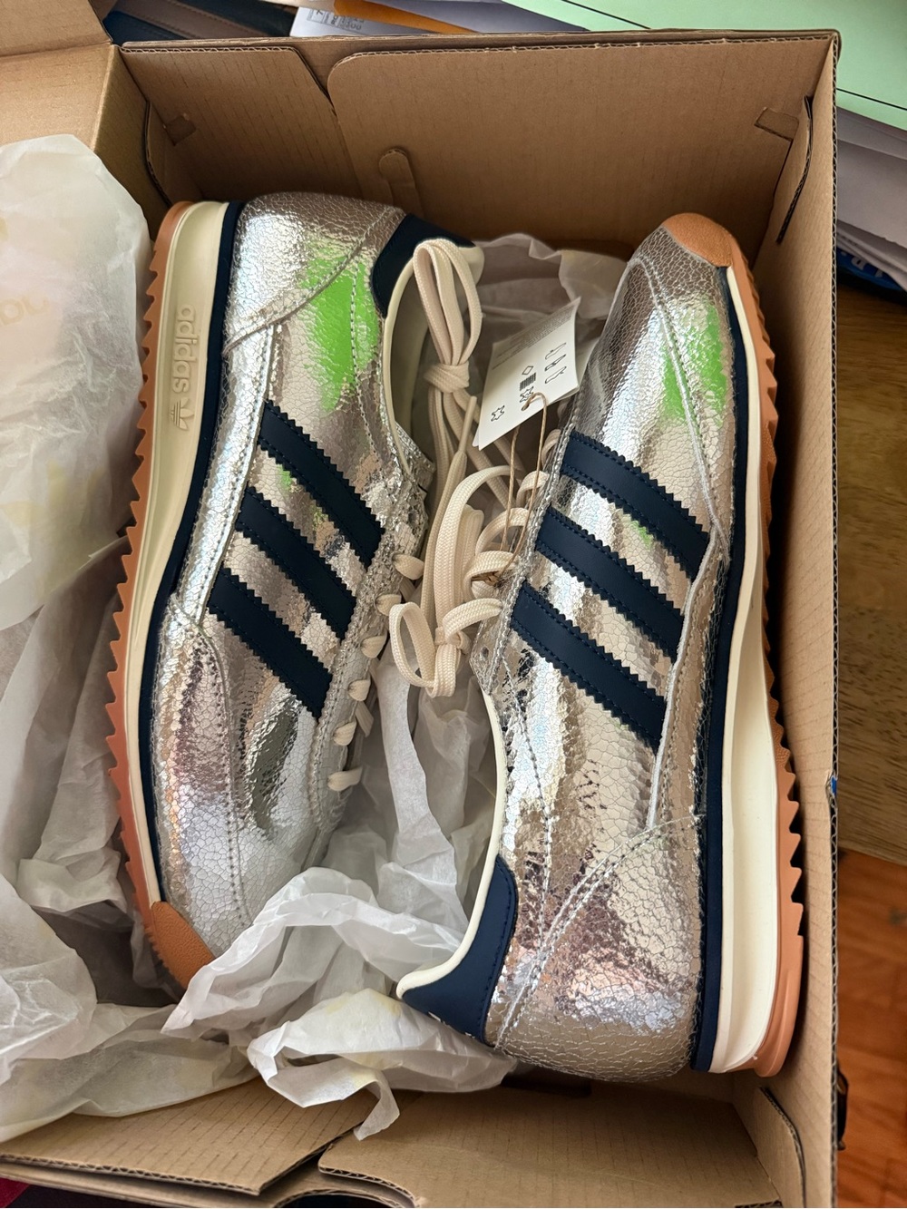 adidas SL 72 OG Silver Metallic Collegiate Navy (Women's) 9 Brand Nee in Box - Picture 6 of 6